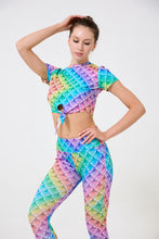 Load image into Gallery viewer, Scale Print Tie-front Cropped Tee