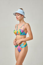 Load image into Gallery viewer, Rainbow Mayhem balconette swim top