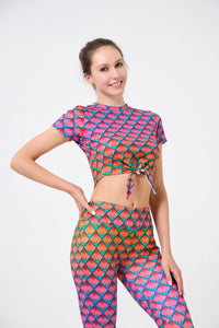 Scale Print Tie-front Cropped Tee