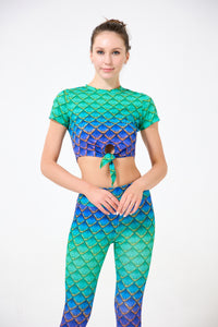 Scale Print Tie-front Cropped Tee