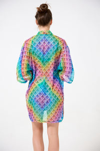 Scale Print Sheer Beach Cover-up