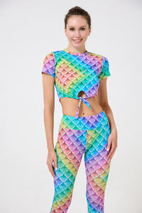 Scale Print Tie-front Cropped Tee