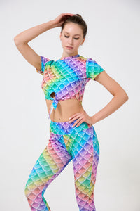 Scale Print Tie-front Cropped Tee
