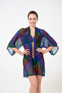 Scale Print Sheer Beach Cover-up