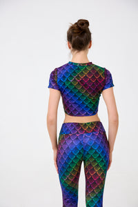 Scale Print Tie-front Cropped Tee