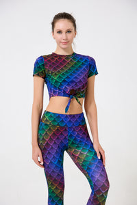 Scale Print Tie-front Cropped Tee