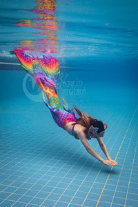 Rainbow Mayhem swimmable mermaid tail
